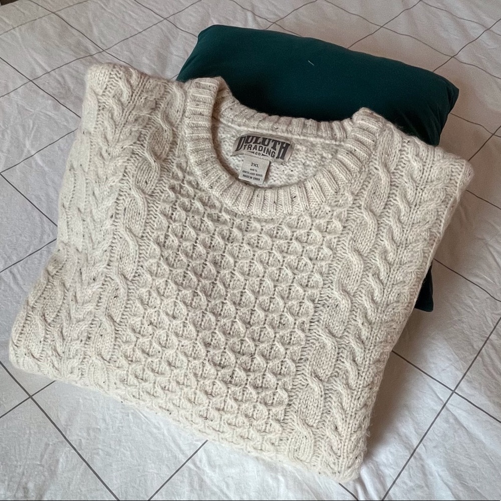 100% wool cable knit sweater